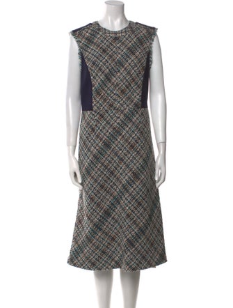 Tory Burch Plaid Print Midi Length Dress