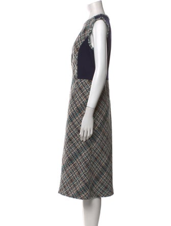 Tory Burch Plaid Print Midi Length Dress