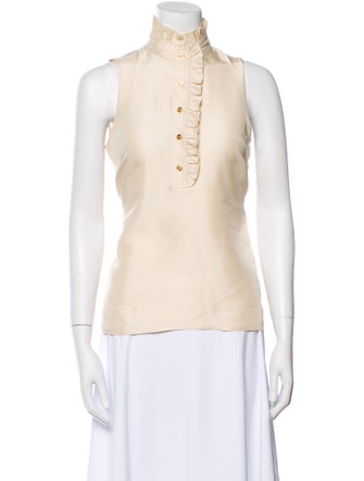 Tory Burch Silk Mock Neck Top