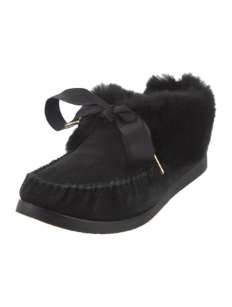 Tory Burch Suede Fur Trim Oxfords