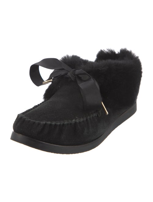 Tory Burch Suede Fur Trim Oxfords