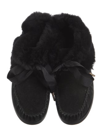 Tory Burch Suede Fur Trim Oxfords