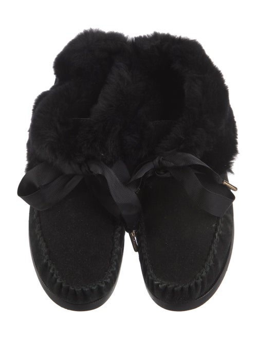 Tory Burch Suede Fur Trim Oxfords