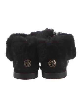 Tory Burch Suede Fur Trim Oxfords