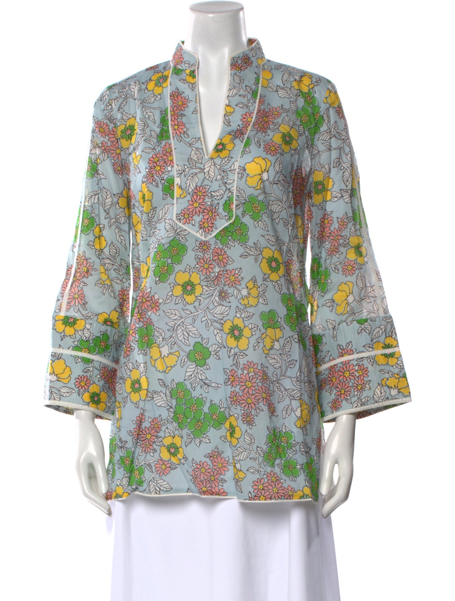 Tory Burch Floral Print V-Neck Tunic