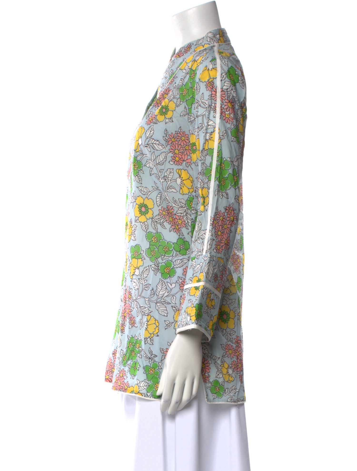 Tory Burch Floral Print V-Neck Tunic