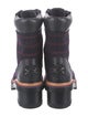 Tory Burch Leather Plaid Print Combat Boots