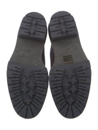 Tory Burch Leather Plaid Print Combat Boots