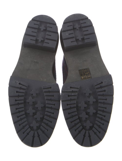 Tory Burch Leather Plaid Print Combat Boots