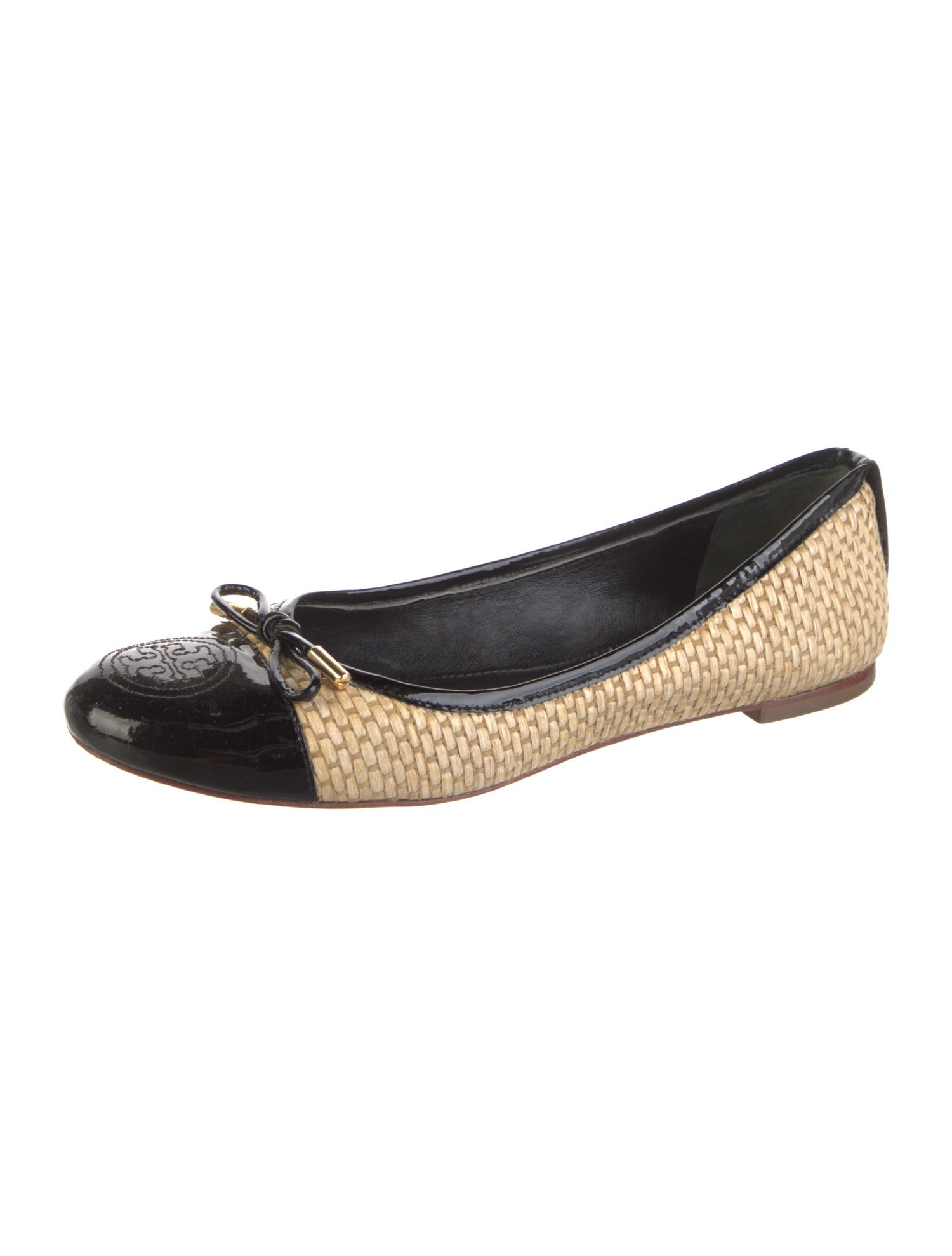 Tory Burch Patent Leather Colorblock Pattern Ballet Flats