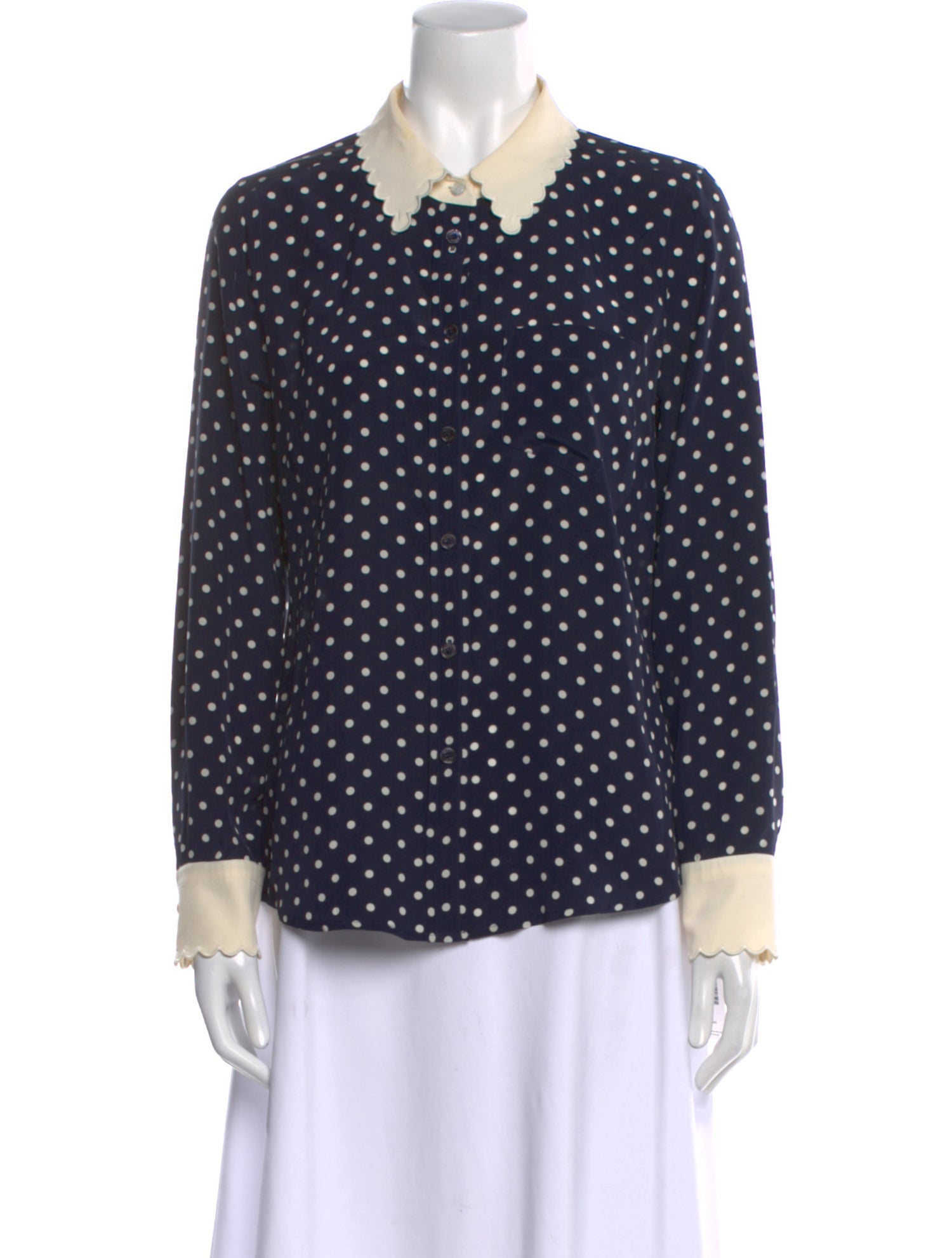 Tory Burch Silk Polka Dot Print Button-Up Top
