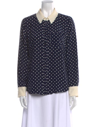 Tory Burch Silk Polka Dot Print Button-Up Top