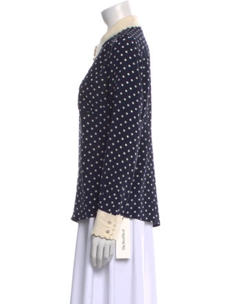 Tory Burch Silk Polka Dot Print Button-Up Top