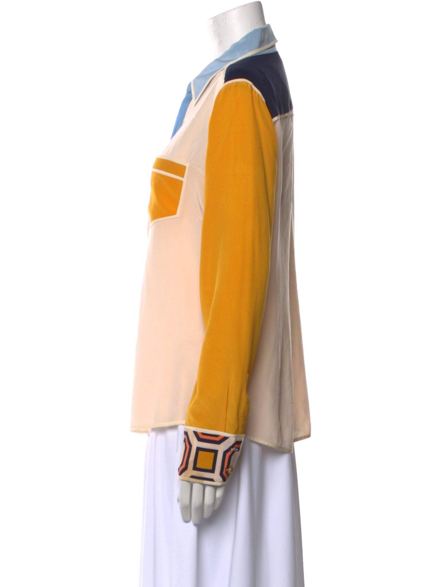 Tory Burch Printed Long Sleeve Button-Up Top