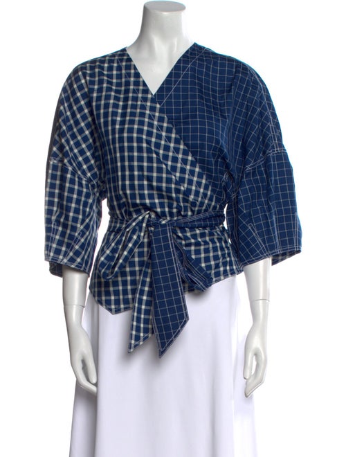 Tory Burch Silk Plaid Print Crop Top