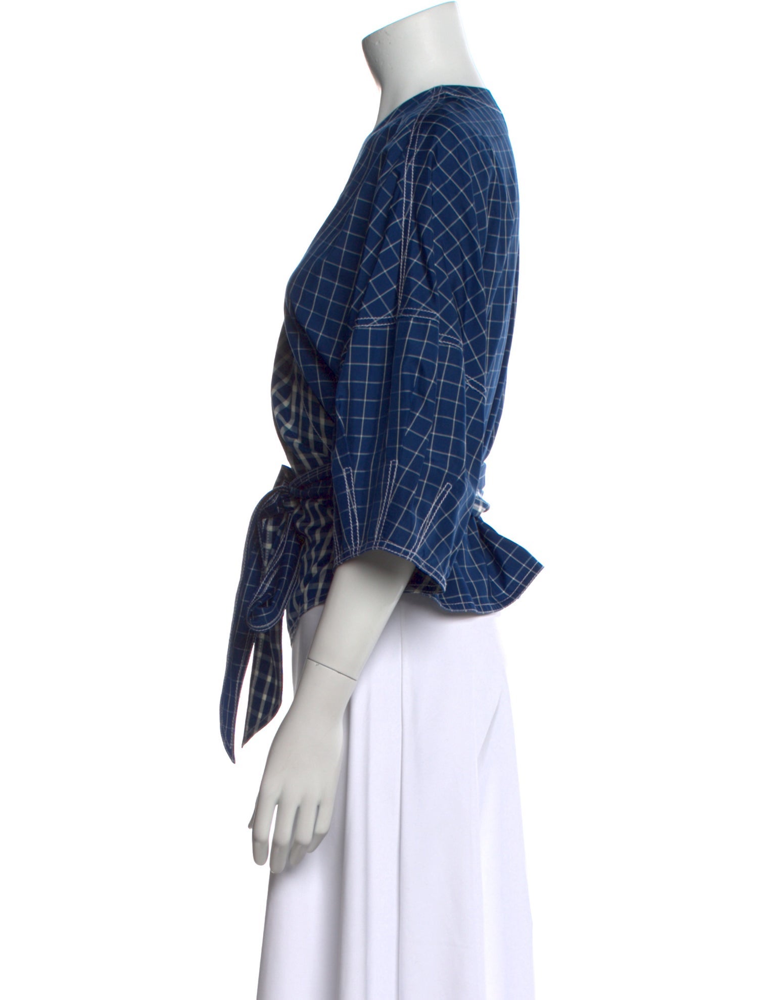 Tory Burch Silk Plaid Print Crop Top