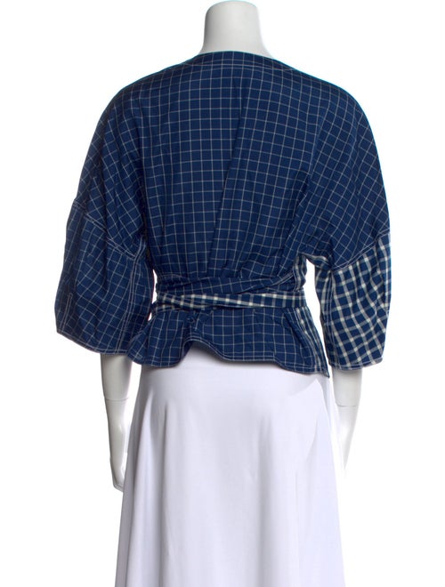 Tory Burch Silk Plaid Print Crop Top