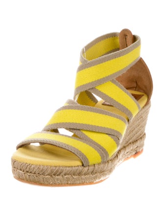 Tory Burch Printed Leather Trim Embellishment Espadrilles