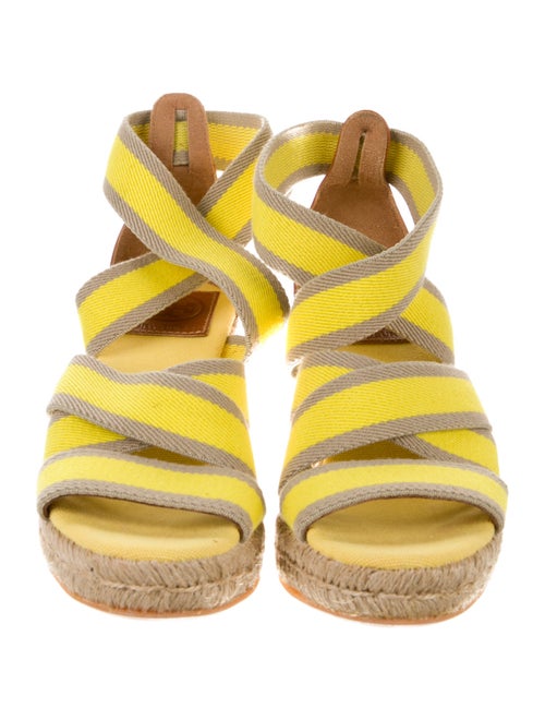 Tory Burch Printed Leather Trim Embellishment Espadrilles