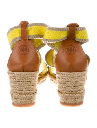 Tory Burch Printed Leather Trim Embellishment Espadrilles