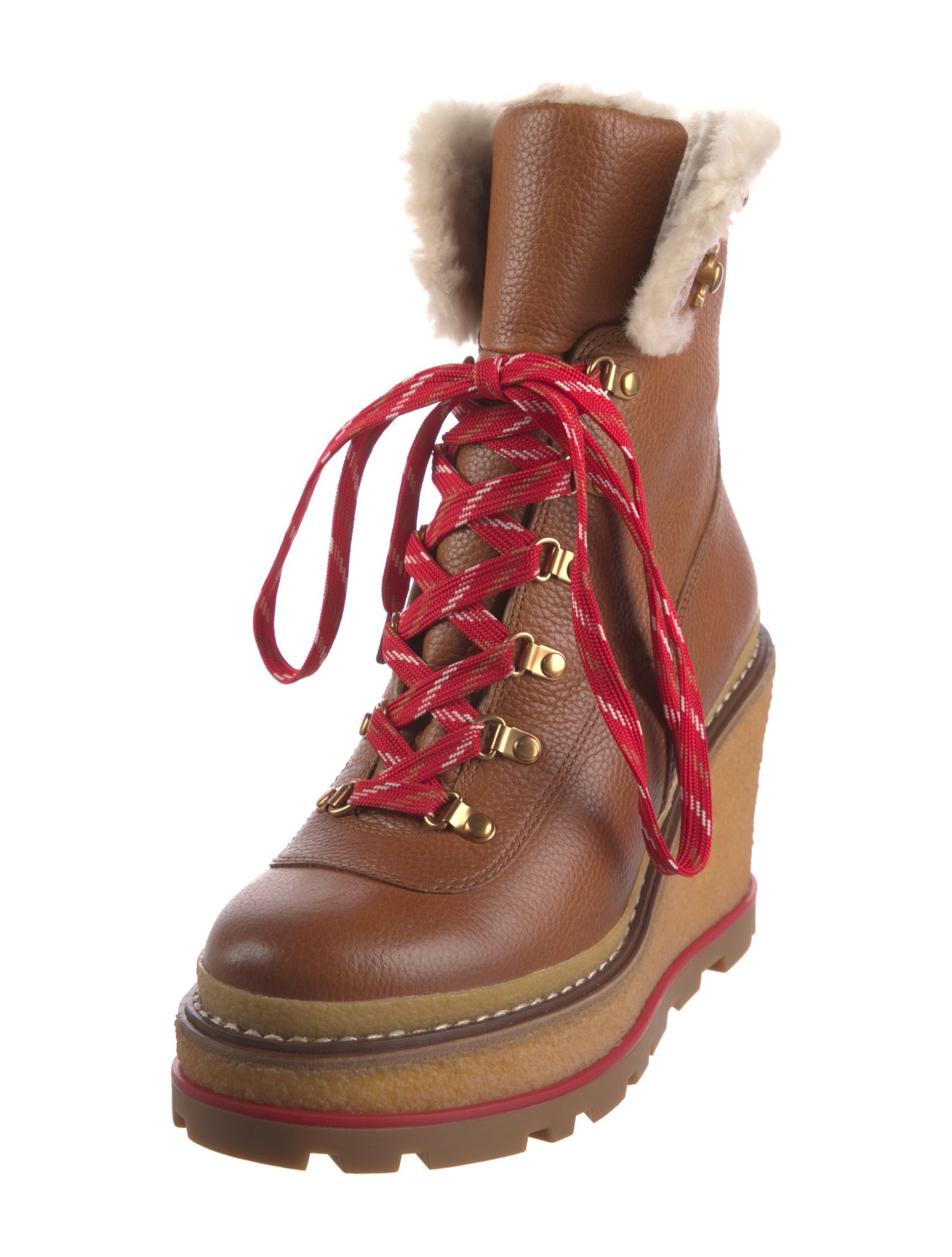 Tory Burch Leather Lace-Up Boots