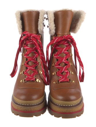 Tory Burch Leather Lace-Up Boots