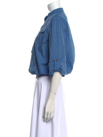 Tory Burch Striped Mock Neck Crop Top