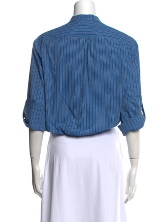 Tory Burch Striped Mock Neck Crop Top