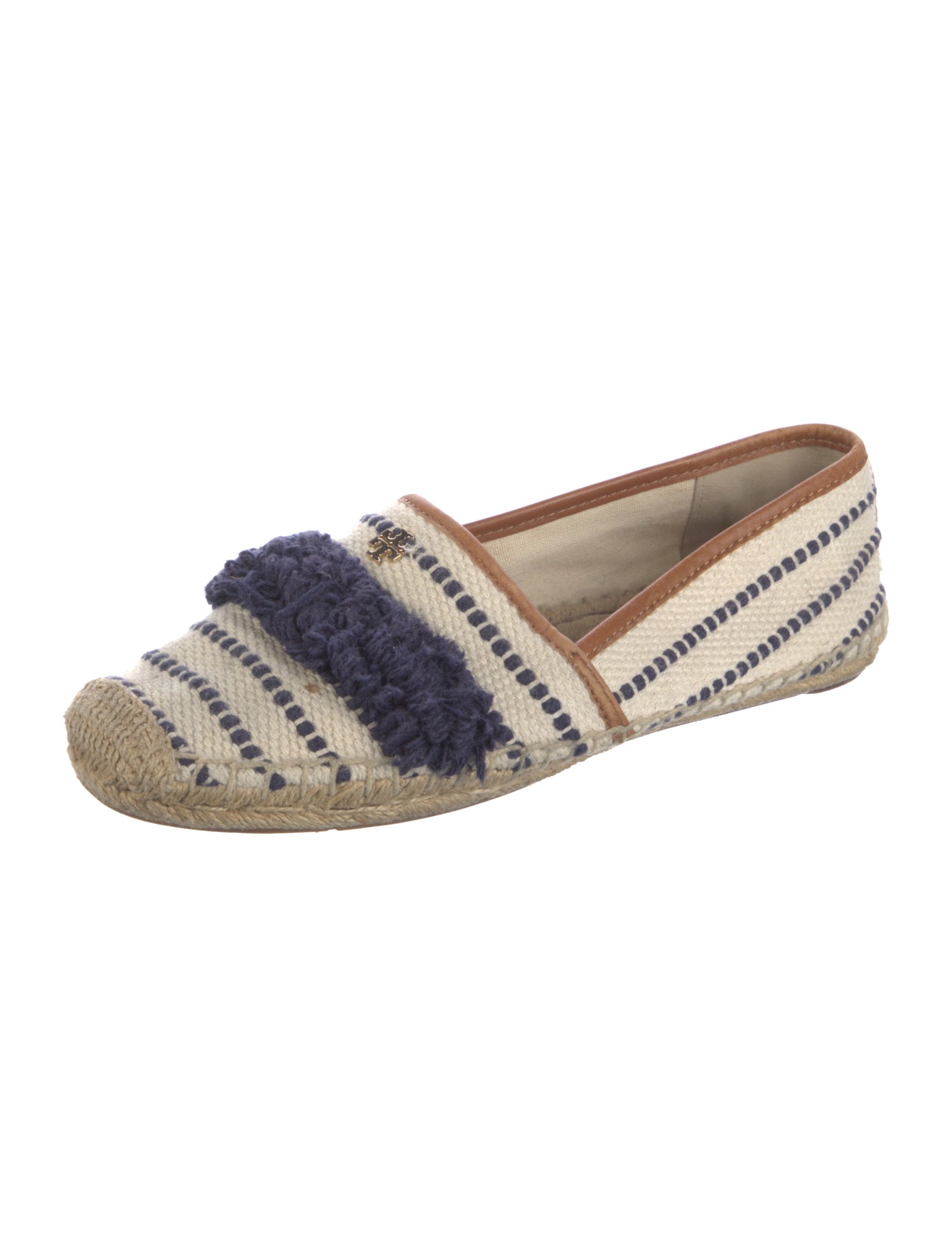 Tory Burch Printed Leather Trim Embellishment Espadrilles