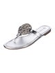 Tory Burch Leather Crystal Embellishments Slides