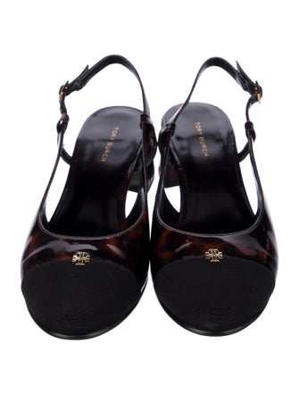 Tory Burch Patent Leather Printed Slingback Pumps