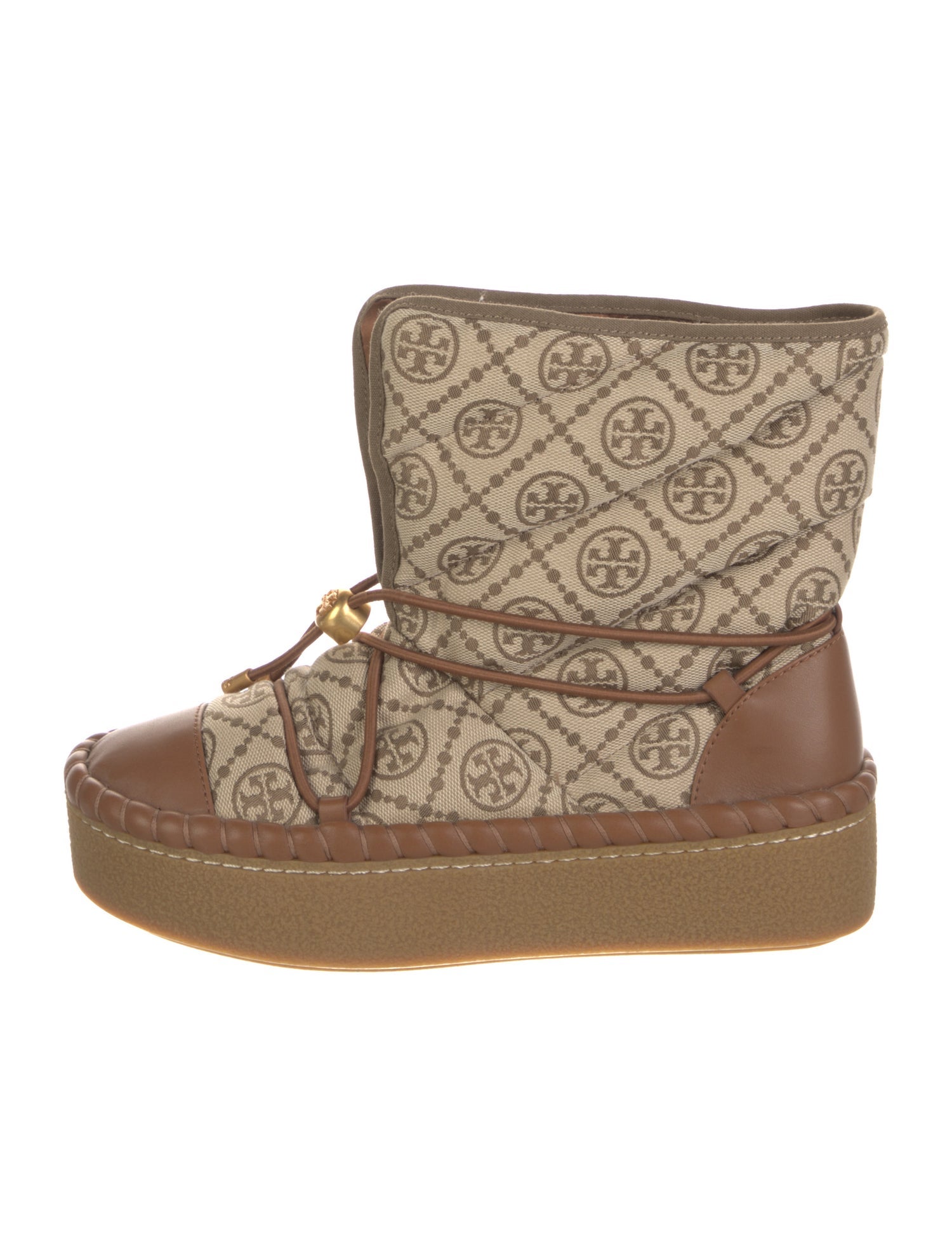 Tory Burch Canvas Printed Lace-Up Boots