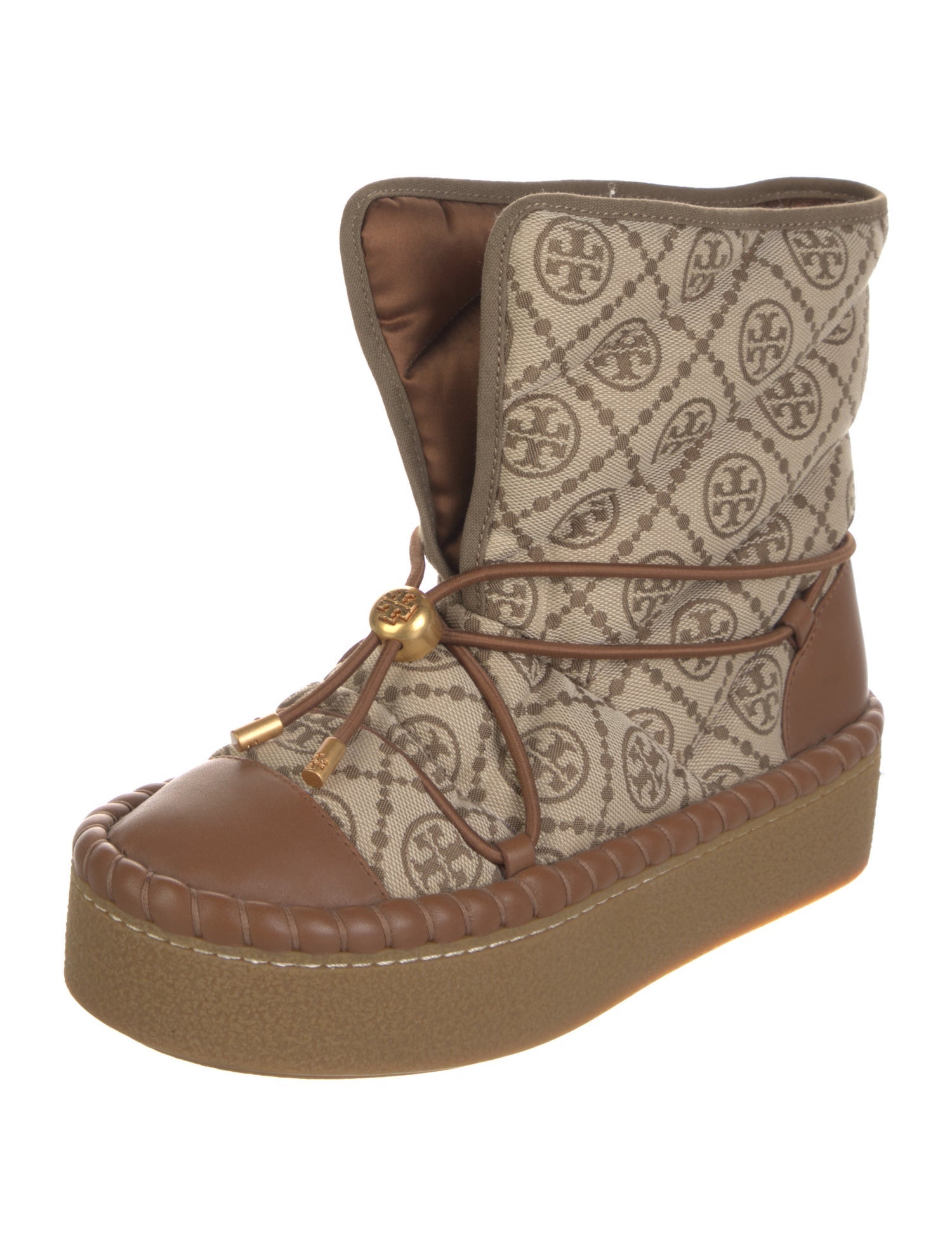 Tory Burch Canvas Printed Lace-Up Boots