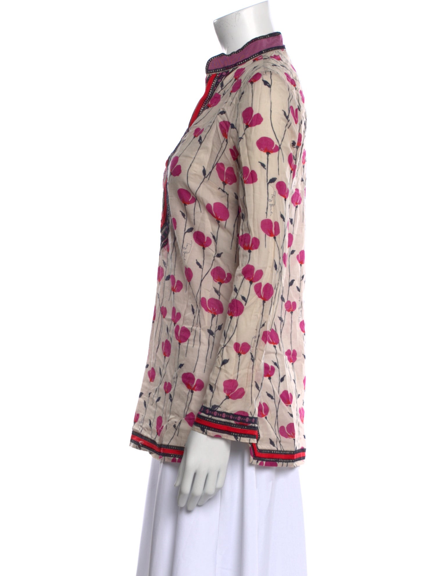 Tory Burch Floral Print V-Neck Blouse