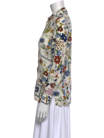 Tory Burch Silk Floral Print Button-Up Top