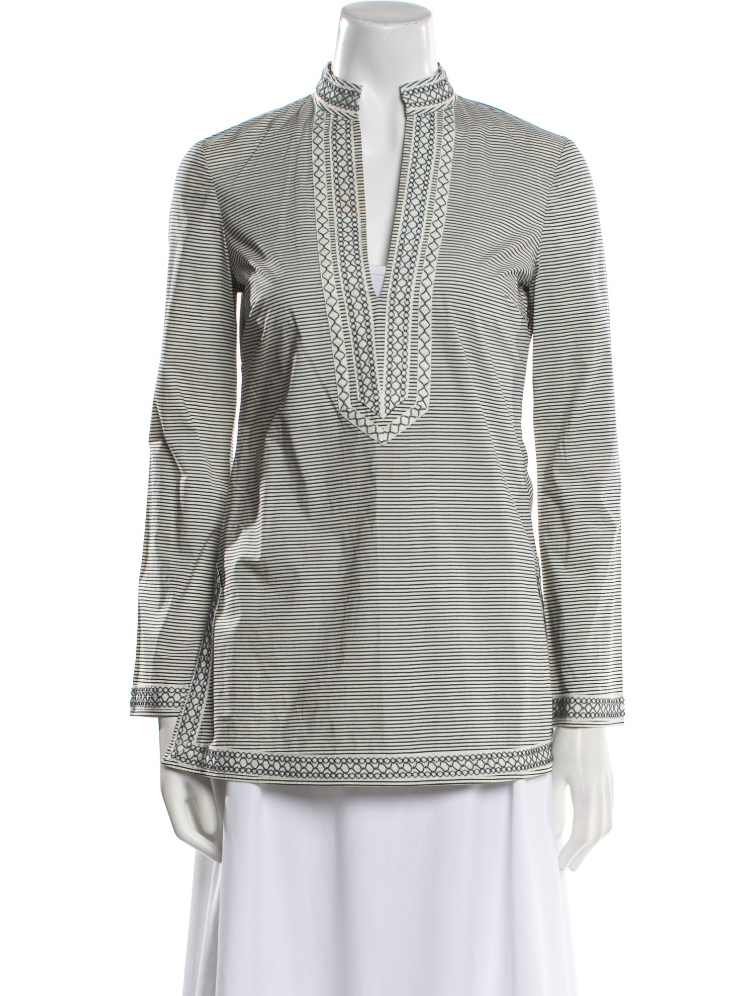 Tory Burch Striped V-Neck Tunic