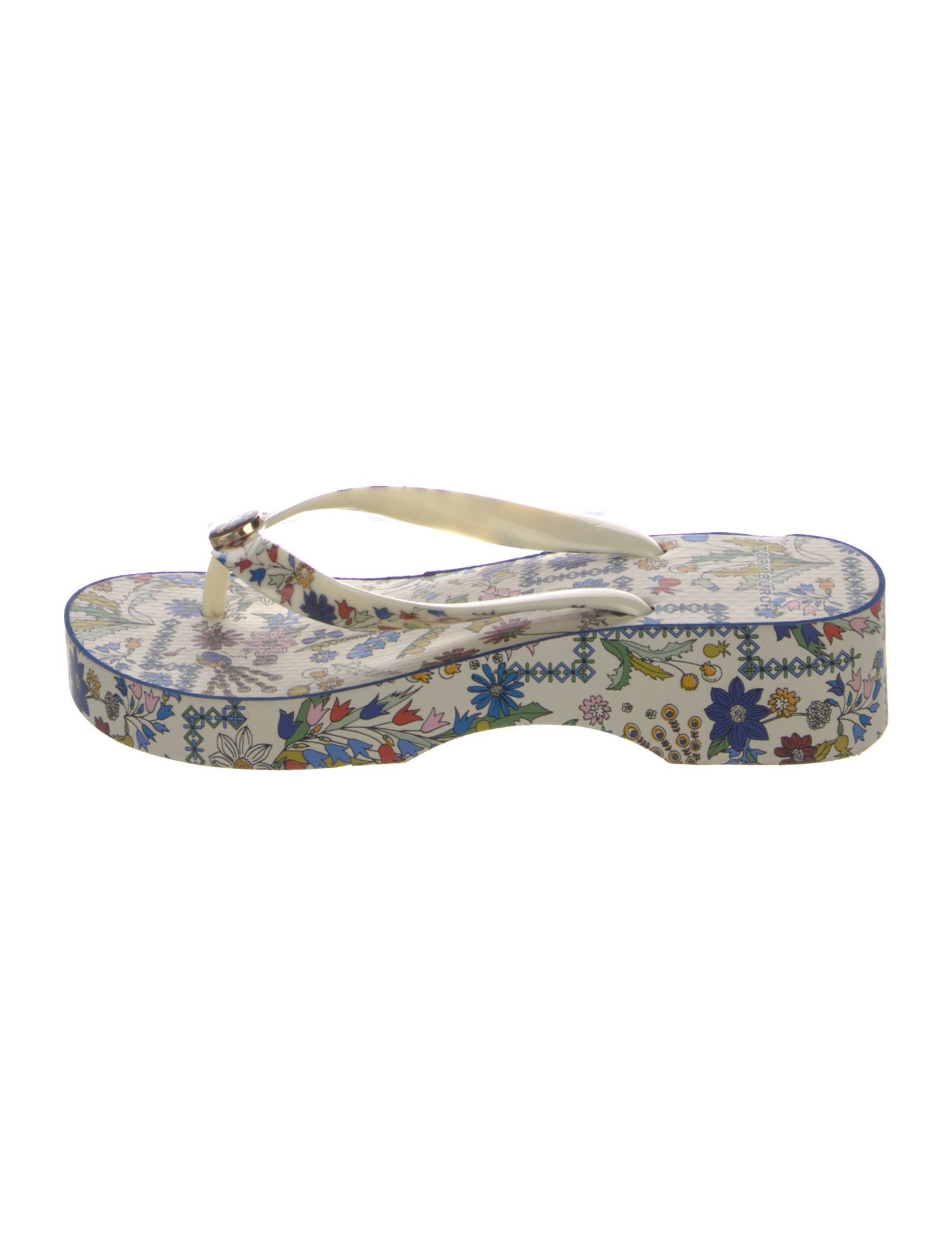 Tory Burch Rubber Floral Print Flip Flops