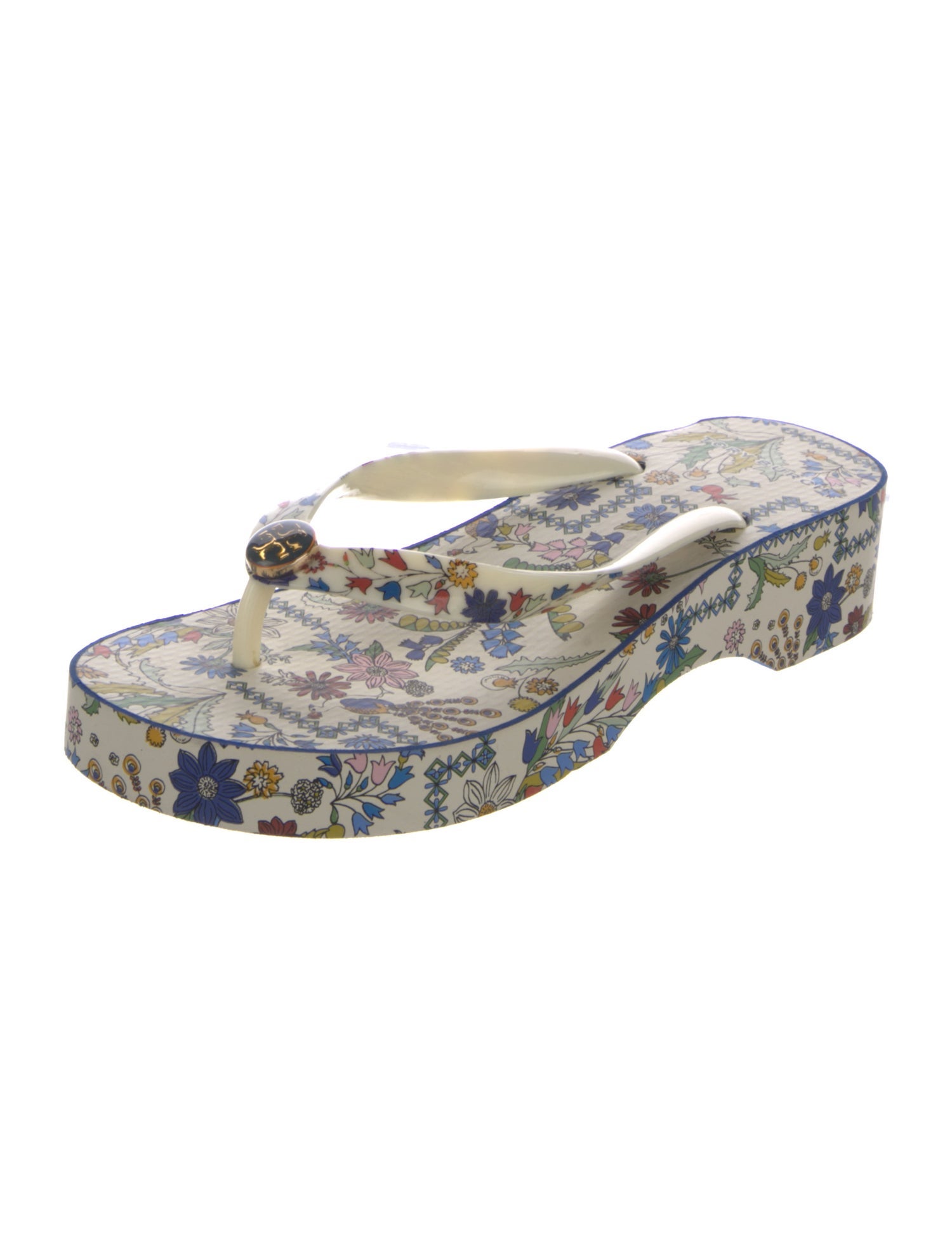 Tory Burch Rubber Floral Print Flip Flops