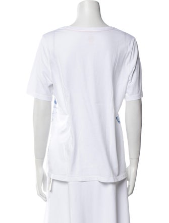 Tory Burch Floral Print Bateau Neckline T-Shirt