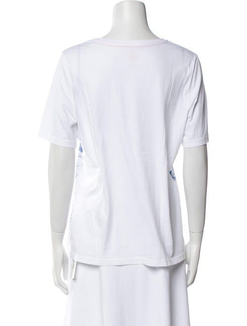 Tory Burch Floral Print Bateau Neckline T-Shirt
