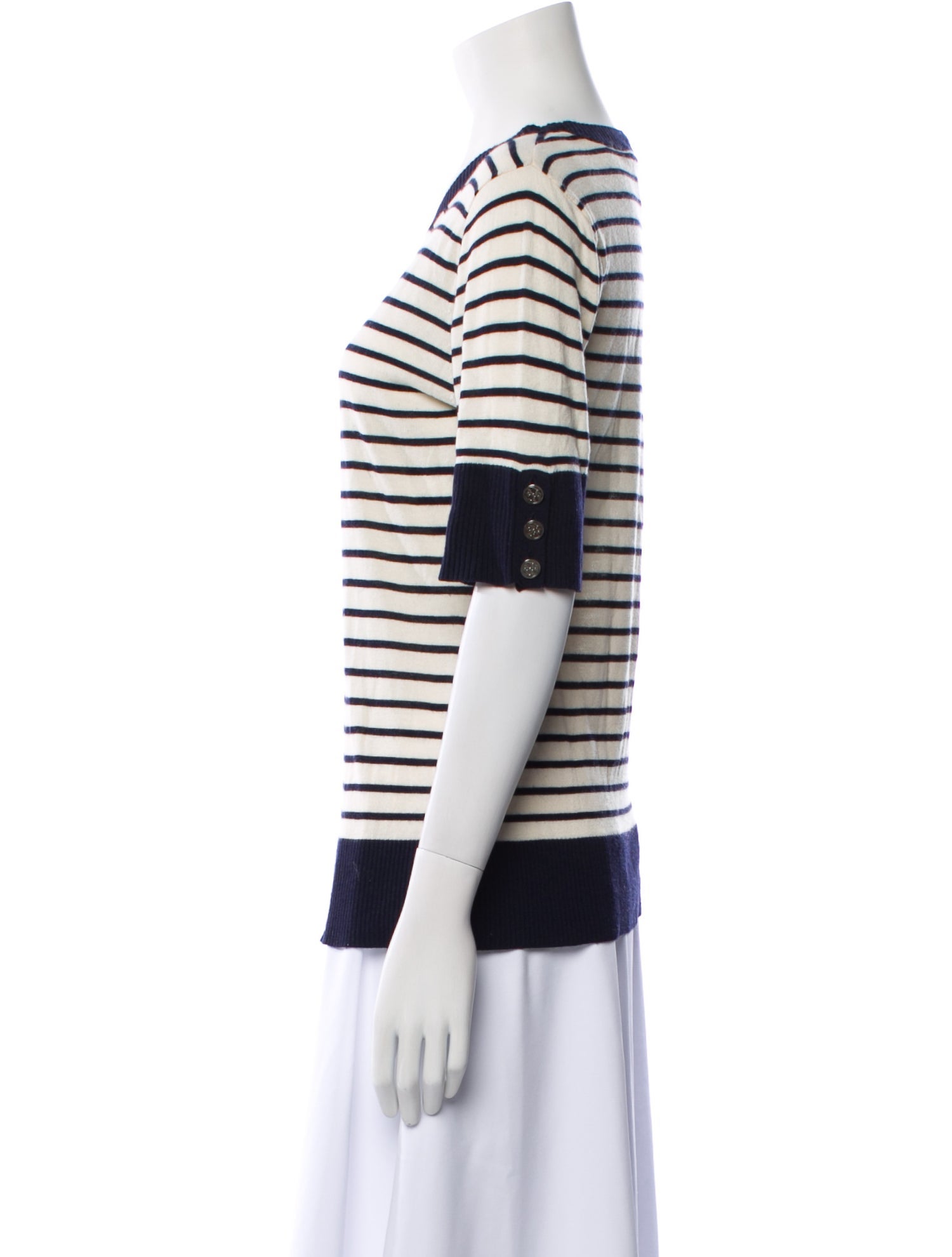 Tory Burch Silk Striped T-Shirt