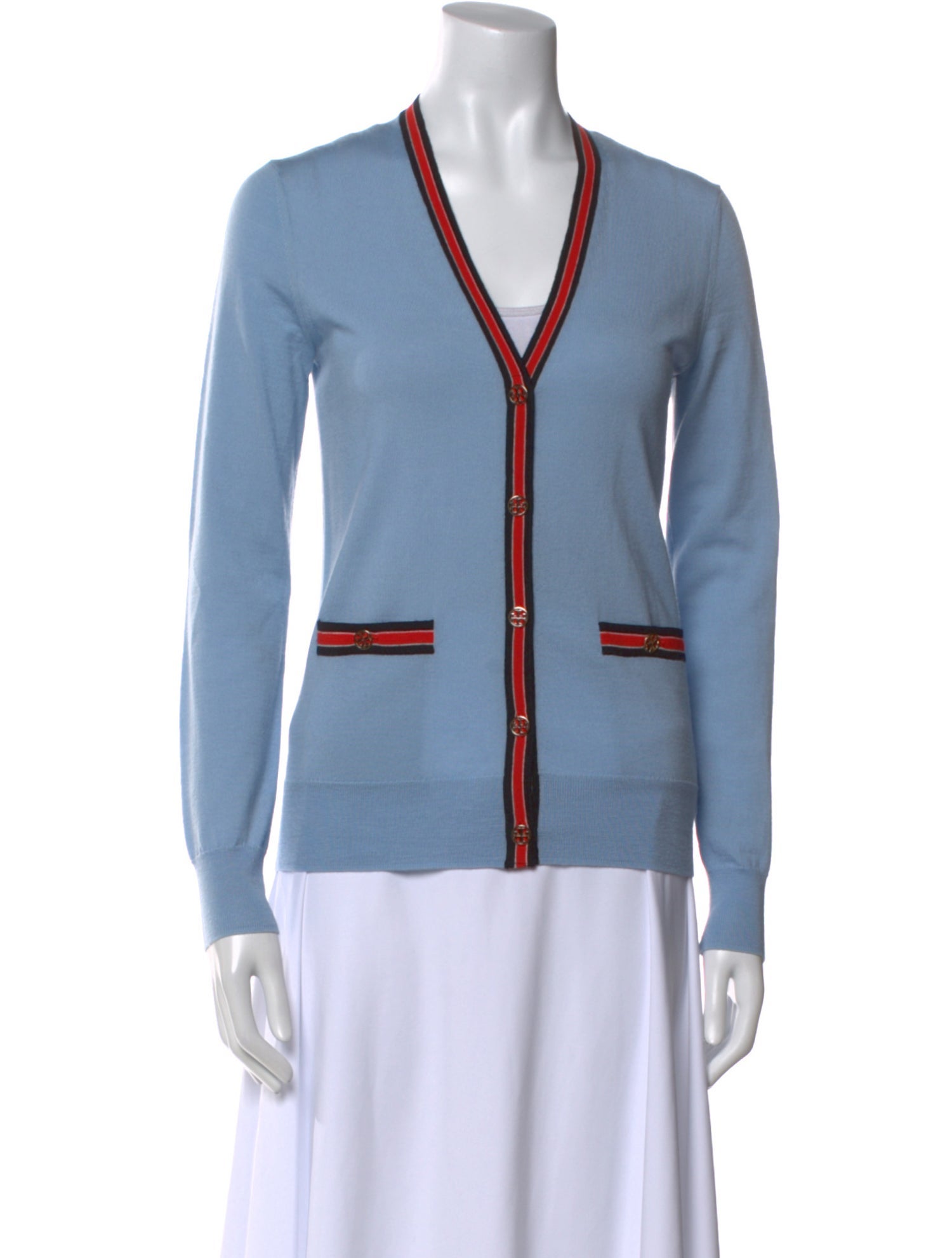 Tory Burch Merino Wool Colorblock Pattern Sweater