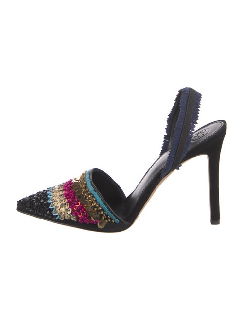 Tory Burch Suede Patterned Slingback Pumps