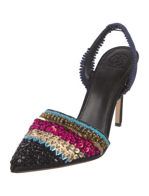 Tory Burch Suede Patterned Slingback Pumps