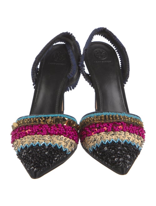 Tory Burch Suede Patterned Slingback Pumps