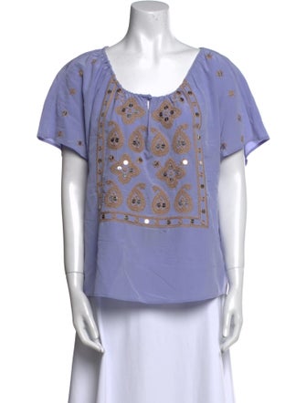 Tory Burch Silk Printed T-Shirt