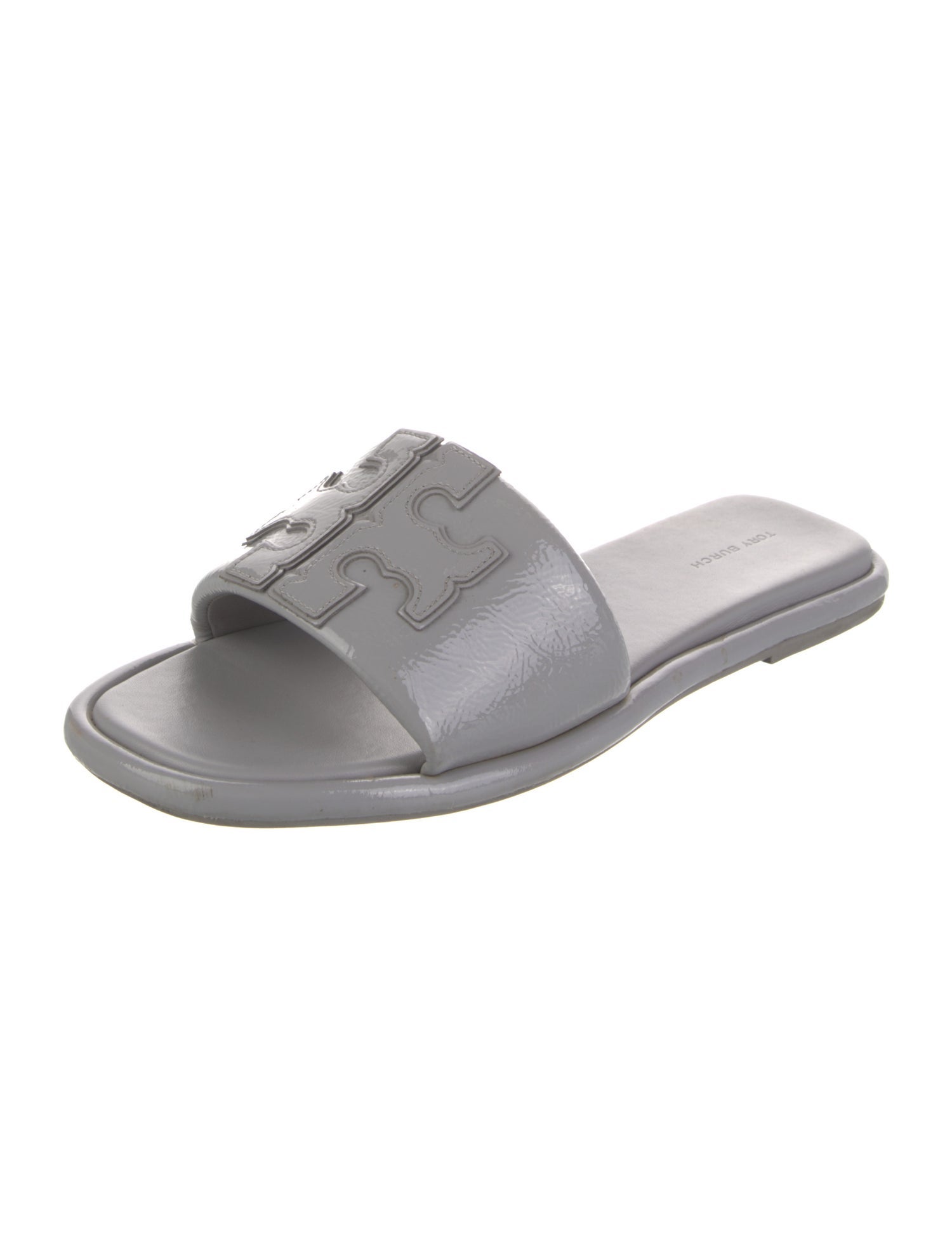 Tory Burch Patent Leather Floral Print Slides