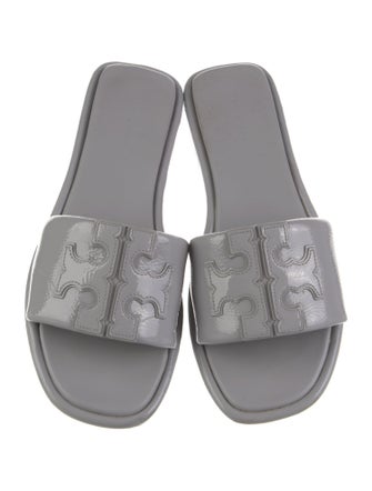Tory Burch Patent Leather Floral Print Slides