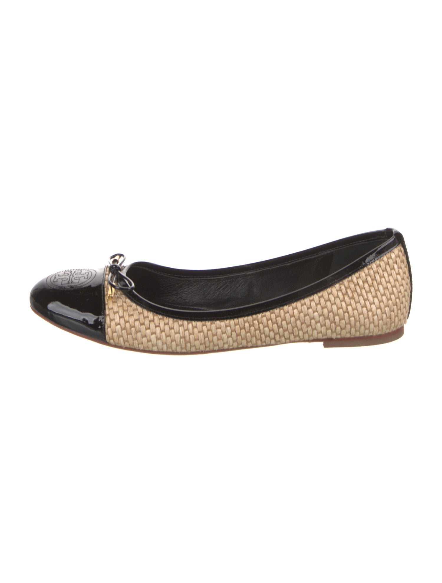 Tory Burch Straw Colorblock Pattern Ballet Flats