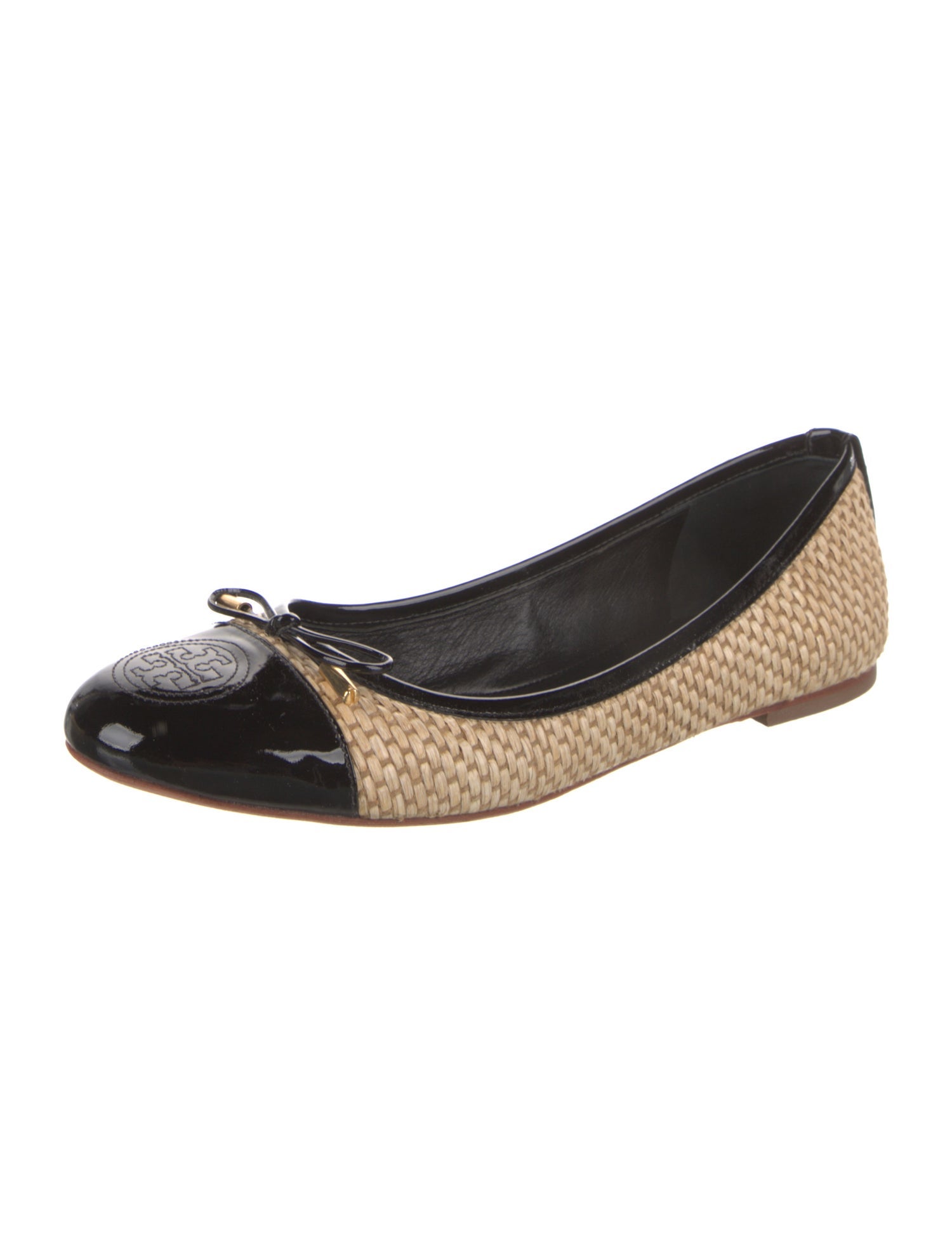 Tory Burch Straw Colorblock Pattern Ballet Flats